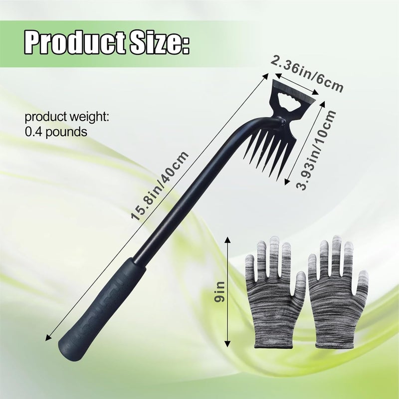 utosday Weed Puller Tool-2Pcs Gardening Hand Weeder Tools, 2025 New Weeding Artifact Uprooting Weeding Tool, Manganese Steel Weed Removal TooL, 6 Teethes Dual Purpose Manual Weed Pulling Tool for Yard Gardenl - Image 2